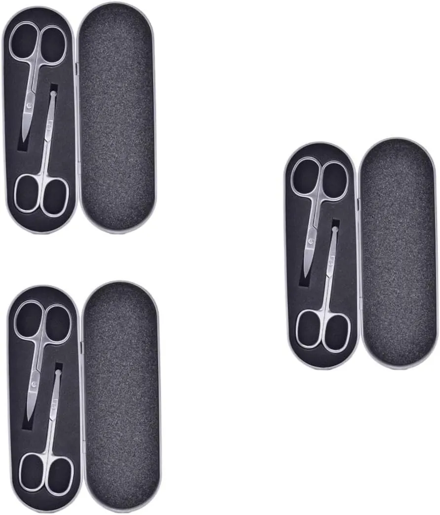 VALICLUD 6pcs Stainless Steel Makeup Scissors Precision Eyebrow Trimmer Nose Hair Scissors Safe Ergonomic Design for Pain Grooming for Eyebrow Shaping Nose Hair Removal