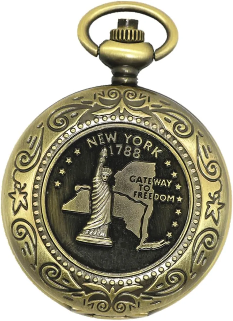 VANZACK 2pcs Vintage Watches for Men Man Watch Men's Digital Watch Classic Pocket Style Copper Clamshell Compass Digital Compass flip Compass Pocket Watch Antique Brass Necklace 5a