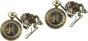 VANZACK 2pcs Vintage Watches for Men Man Watch Men's Digital Watch Classic Pocket Style Copper Clamshell Compass Digital Compass flip Compass Pocket Watch Antique Brass Necklace 5a