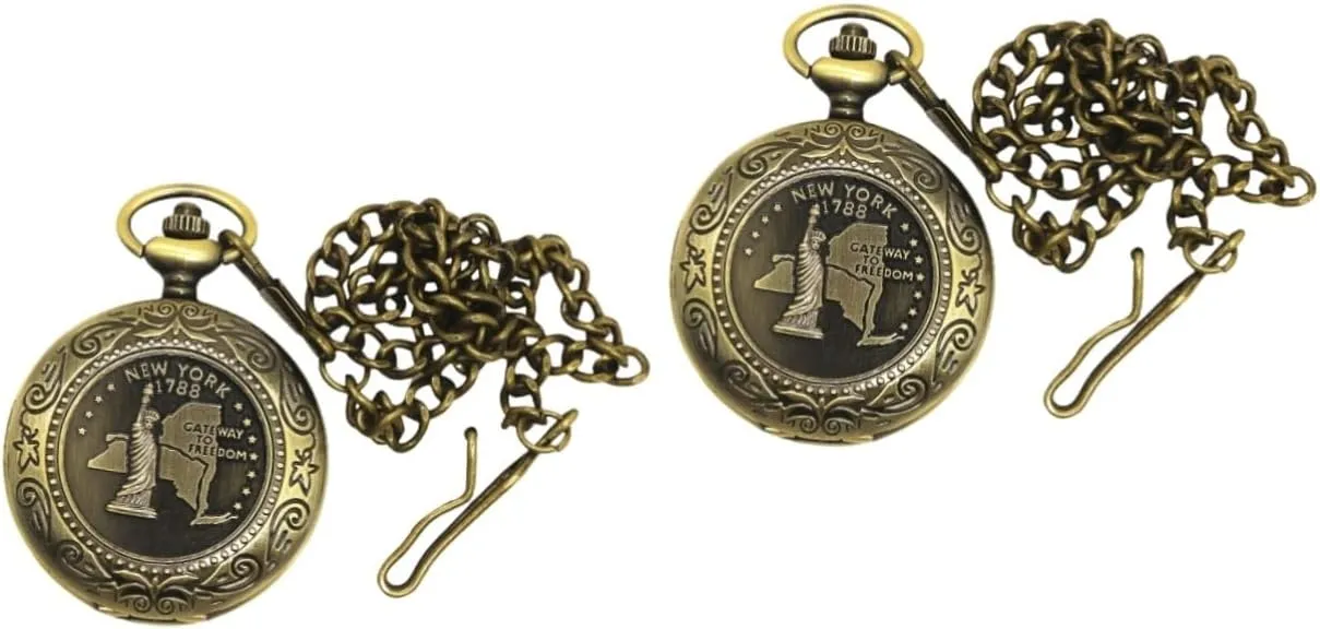 VANZACK 2pcs Vintage Watches for Men Man Watch Men's Digital Watch Classic Pocket Style Copper Clamshell Compass Digital Compass flip Compass Pocket Watch Antique Brass Necklace 5a