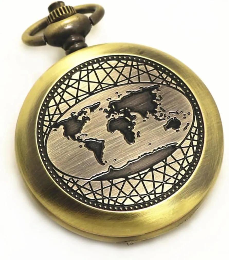 VANZACK 2pcs Vintage Watches for Men Man Watch Men's Digital Watch Classic Pocket Style Copper Clamshell Compass Digital Compass flip Compass Pocket Watch Antique Brass Necklace 5a