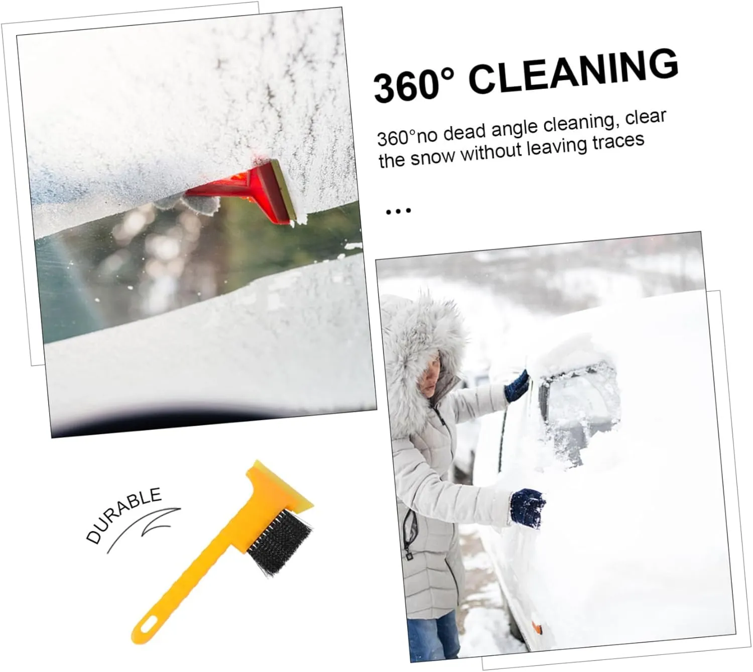 VANZACK 3 Pcs Abs Ice Chopper Versatile Car Ice Remover Snow Brush Winter Tool