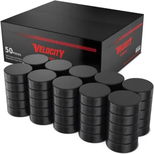 Velocity Hockey Pucks, Junior Lightweight, Senior Official, Heavyweight Training Hockey Pucks, 5, 10, 25, 50, & 100 Pack