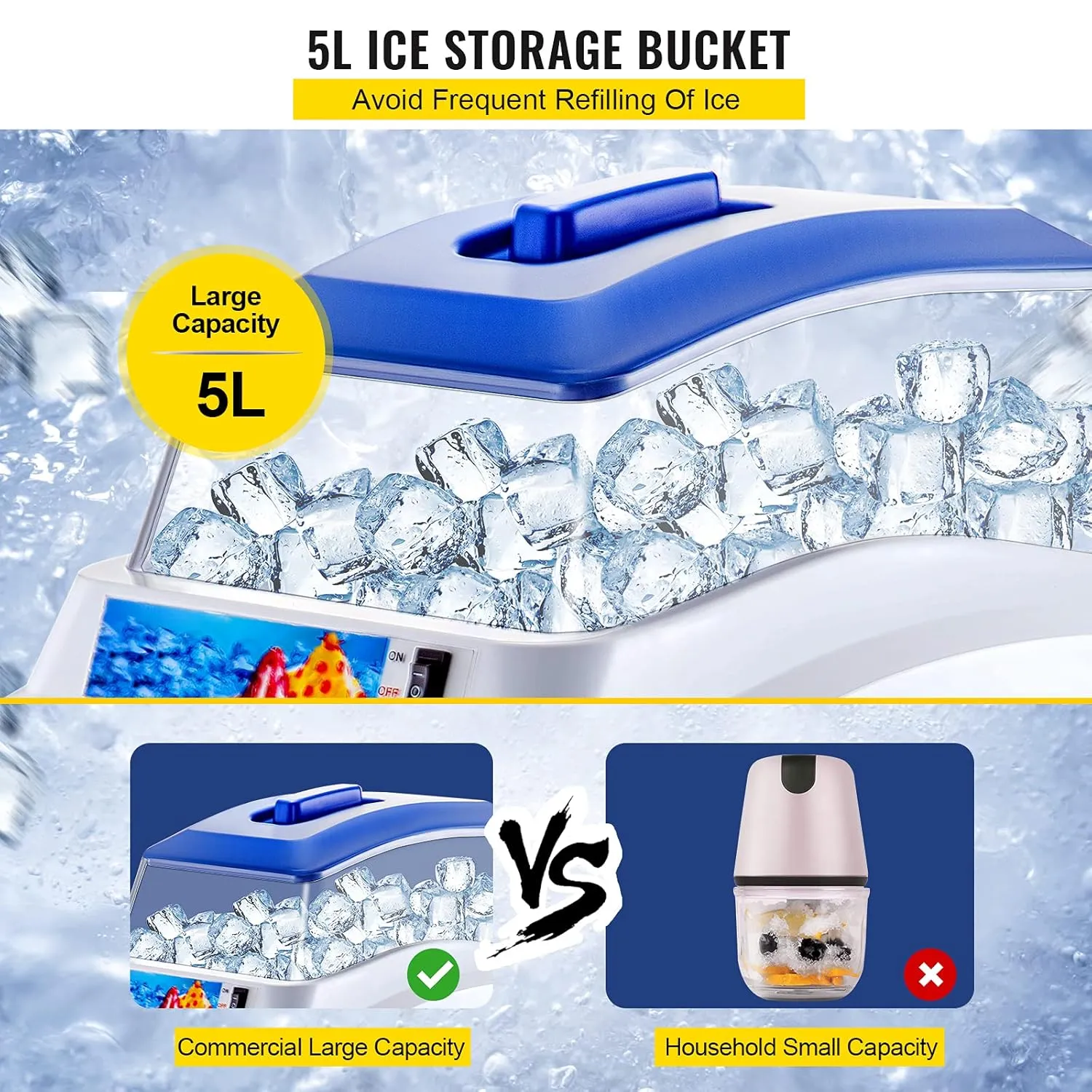 VEVOR 110V Commercial Ice Shaver Crusher 441LBS/H with 11LBS Hopper, 300W Tabletop Electric Snow Cone Maker 320 RPM Rotate Speed Perfect For Parties Events Snack Bar