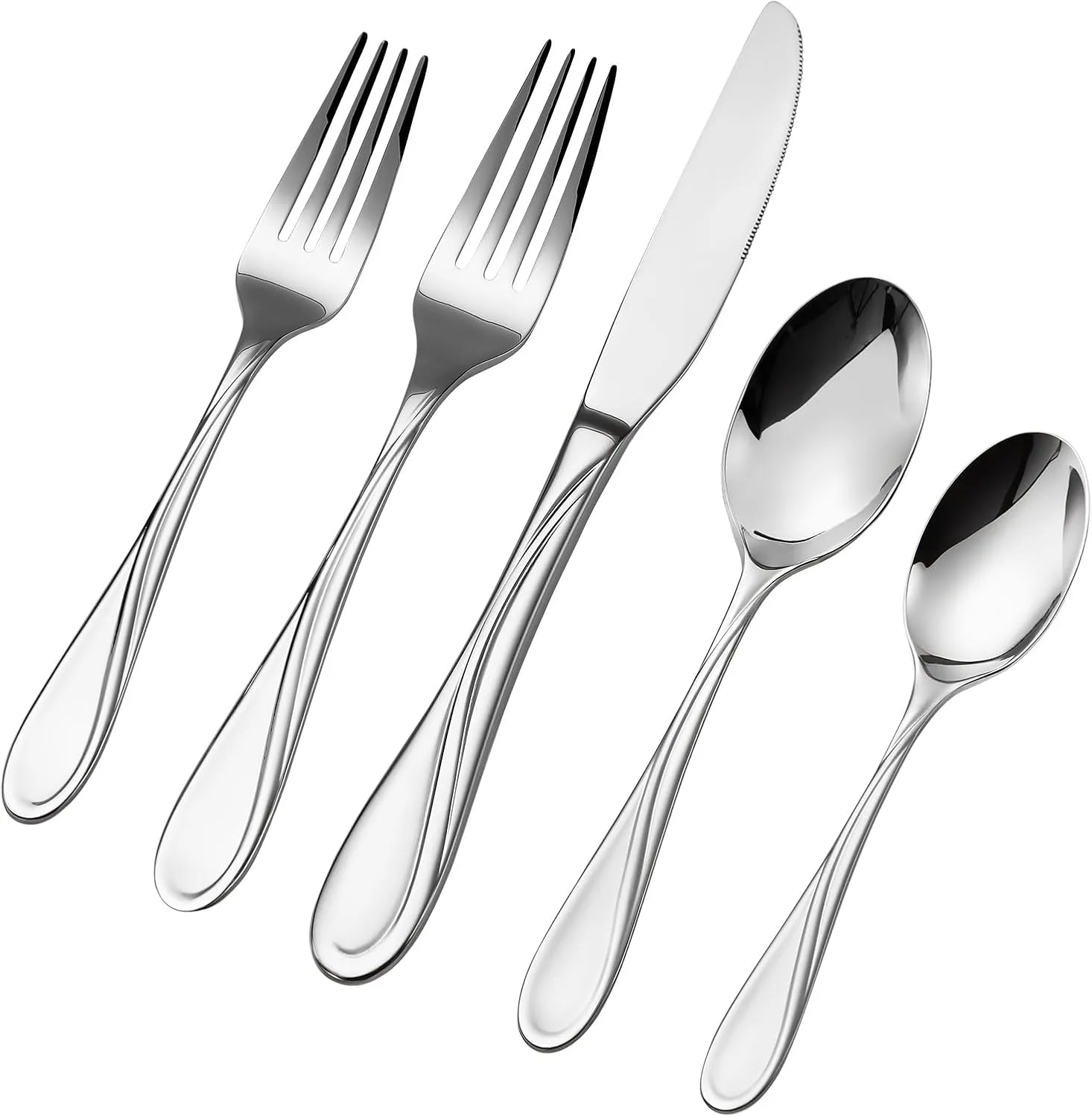 VEVOR 65-Piece Silverware Set, Food-Grade Stainless Steel Flatware Utensils, Mirror Finished Cutlery Set, Dishwasher Safe Eating Tableware for Kitchen Home, Service for 12, Include Knife Fork Spoon