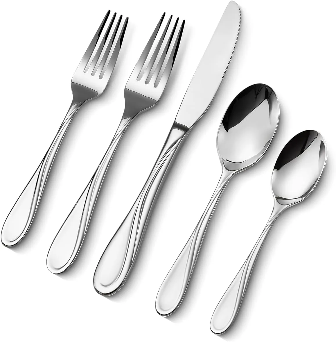 VEVOR 65-Piece Silverware Set, Food-Grade Stainless Steel Flatware Utensils, Mirror Finished Cutlery Set, Dishwasher Safe Eating Tableware for Kitchen Home, Service for 12, Include Knife Fork Spoon