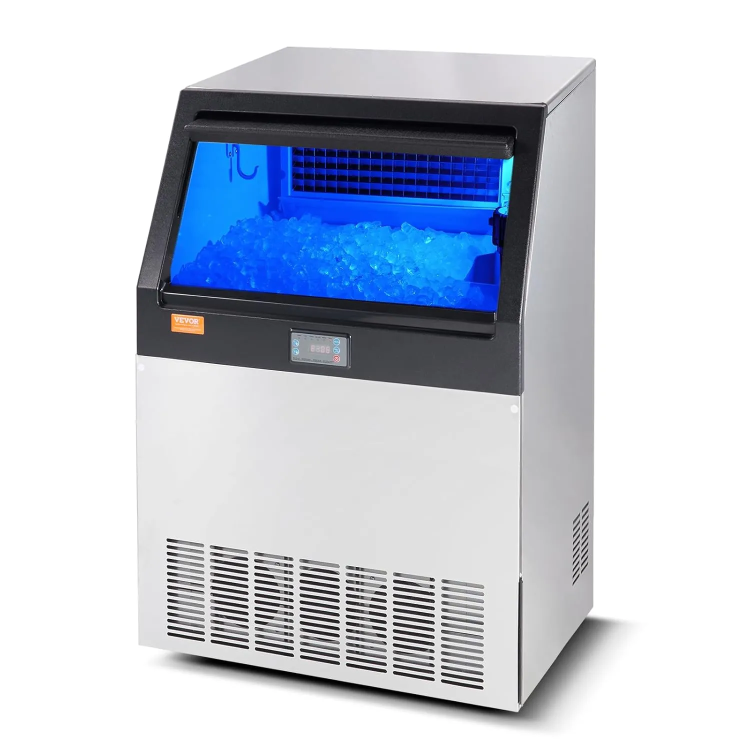 VEVOR Commercial Ice Maker, 200lbs/24H, Ice Maker Machine, 90 Ice Cubes in 12-15 Minutes, Freestanding Cabinet Ice Maker with 66lbs Storage Capacity LED Digital Display, for Bar Home Office Restaurant