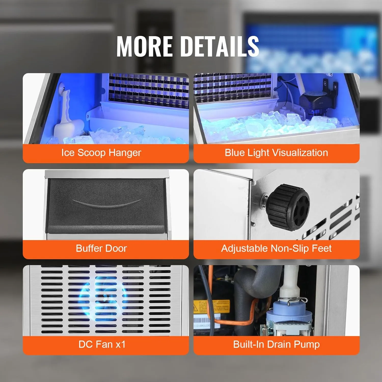 VEVOR Commercial Ice Maker Machine, 330lbs/24H Ice Maker Machine with 88lbs Storage Capacity, 126 Ice Cubes in 12-15 Minutes, LED Digital Display Commercial Ice Maker for Bar Home Restaurant, Silver