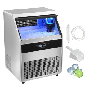 VEVOR Commercial Ice Maker Machine, 330lbs/24H Ice Maker Machine with 88lbs Storage Capacity, 126 Ice Cubes in 12-15 Minutes, LED Digital Display Commercial Ice Maker for Bar Home Restaurant, Silver