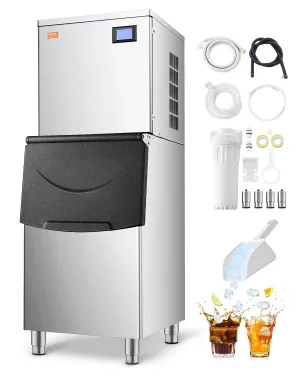 VEVOR Commercial Ice Maker Machine, 400LBS/24H Ice Making Machine with 250LBS Large Storage Bin, Auto Self-Cleaning Ice Maker Machine with Touchscreen for Bar Cafe Restaurant Business Commercial