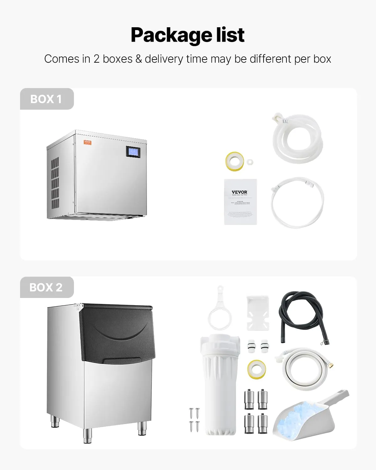 VEVOR Commercial Ice Maker Machine, 400LBS/24H Ice Making Machine with 250LBS Large Storage Bin, Auto Self-Cleaning Ice Maker Machine with Touchscreen for Bar Cafe Restaurant Business Commercial