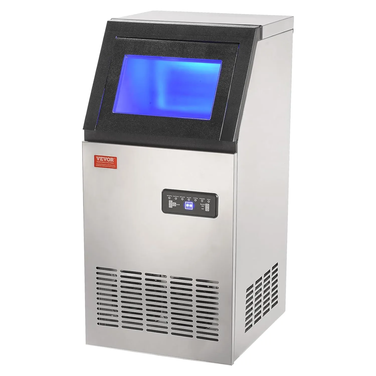VEVOR Commercial Ice Maker Machine, 80lbs/24H Ice Maker Machine with 27.5lbs Storage Capacity, 40 Ice Cubes in 12-15 Minutes, LED Digital Display Commercial Ice Maker for Bar Home Office Restaurant