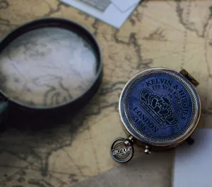 Victoria Brass Kalvin Brass Calendar Compass in Vintage Leather Case | Pocket Magnetic Compass for Mom/Dad