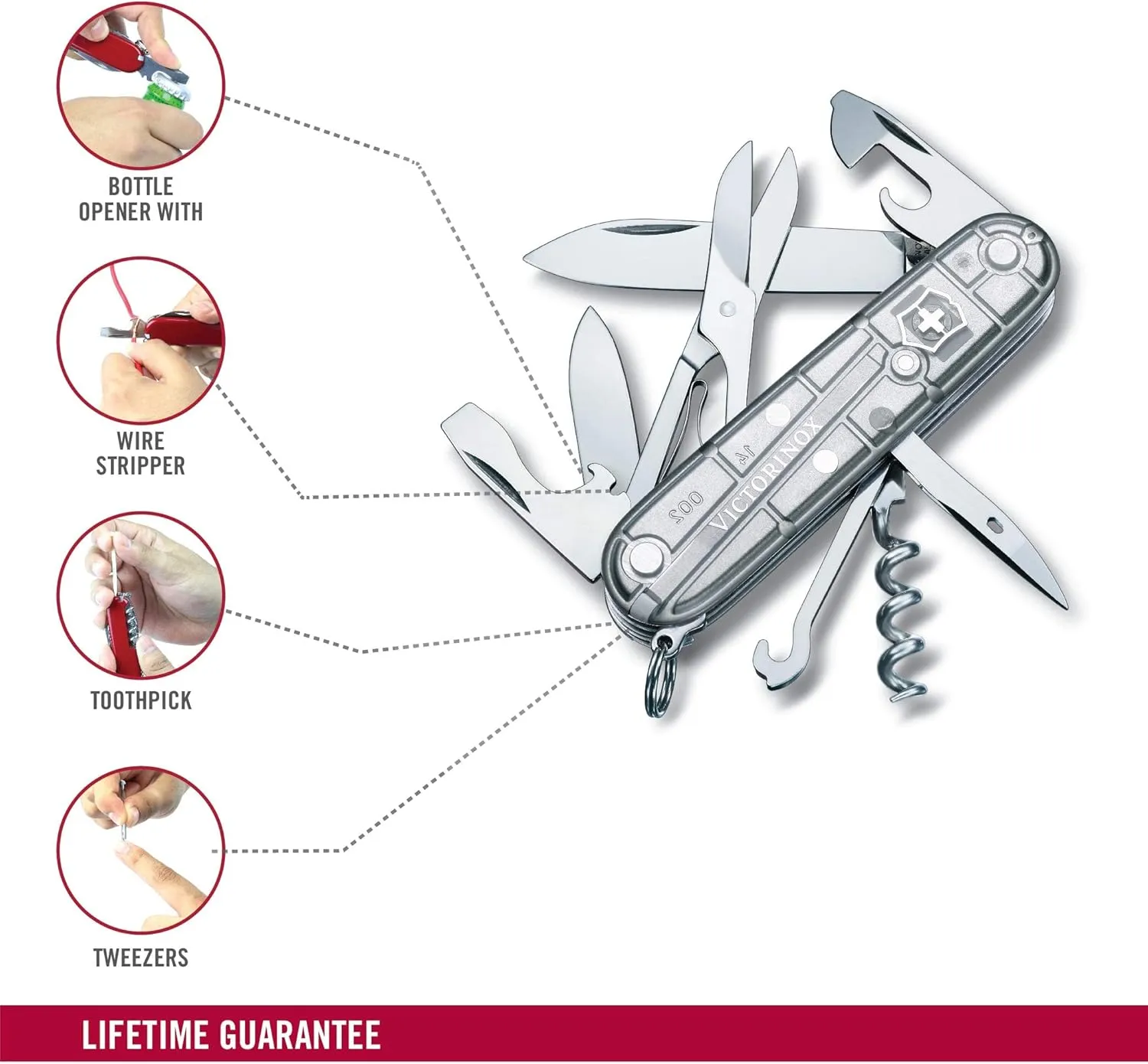 Victorinox Climber Swiss Army Knife, 14 Function Swiss Made Pocket Knife with 2 Blades, Corkscrew and Screwdriver