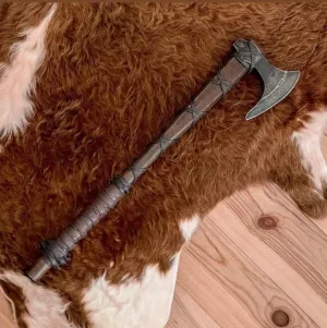 Viking Axe Ragnar Lothbrok Axe Hatch Axe, Gardning Axe EDC Axe with EDC Knife, Arm Guard Gift for Men Arm Leather Guard. (Ragnar Axe)