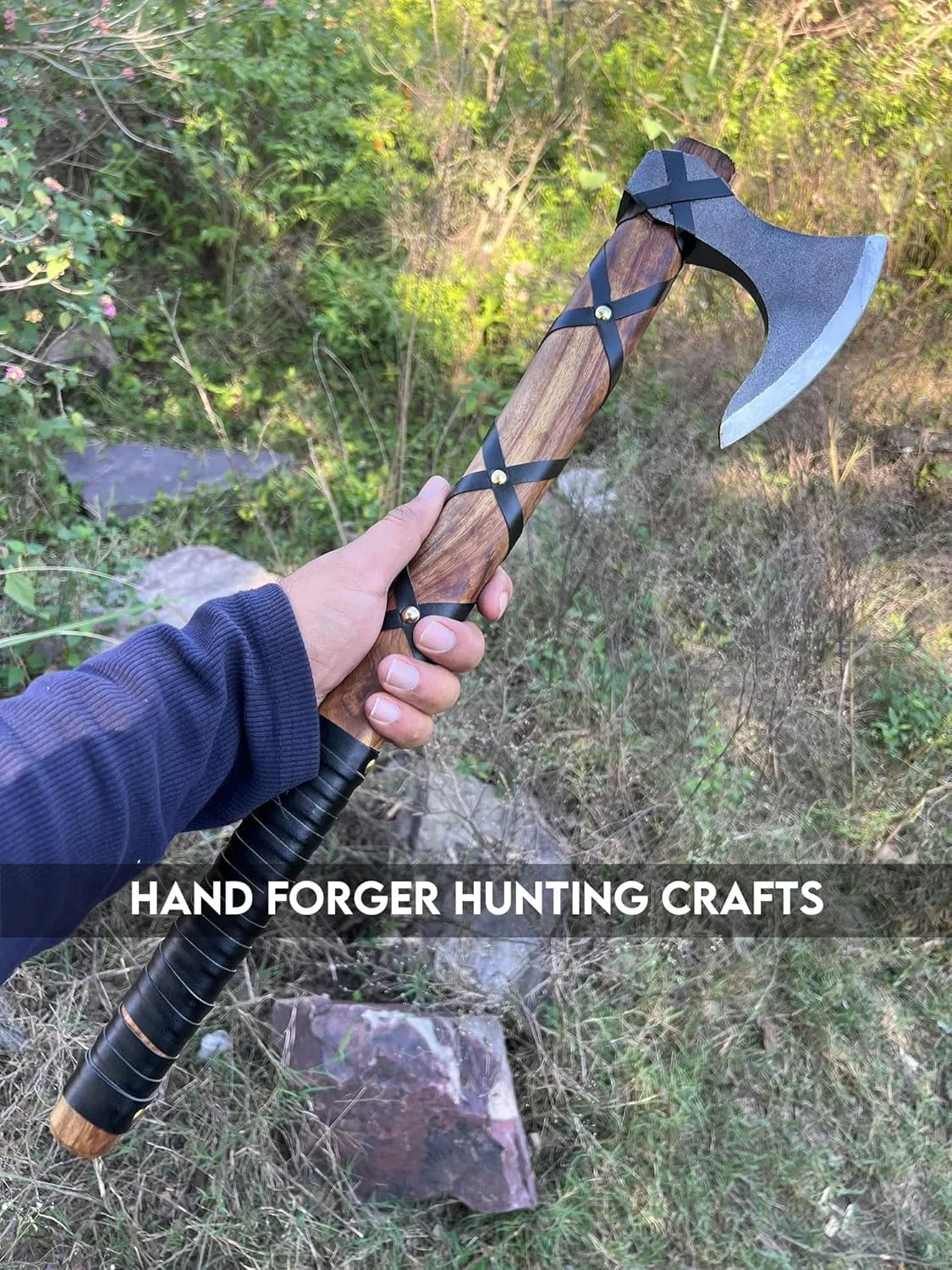 Viking Axe Set Hatchet, Throwing Axes, Hand Axe for Him! Woodworking Tools, Viking Gifts for Men, Camping Hatchet, Tomahawk, Bearded Axe Included by Hand Forger Hunting Crafts (RTX 2)