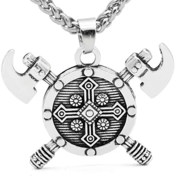 VIKING NECKLACE - SHIELD & AXE