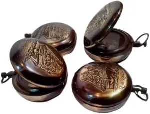 VINTAGE BRASS PUSH BUTTON SHIP POCKET COMPASS LOT of 4 COLLECTIBLE MARITIME GIFT, Antique