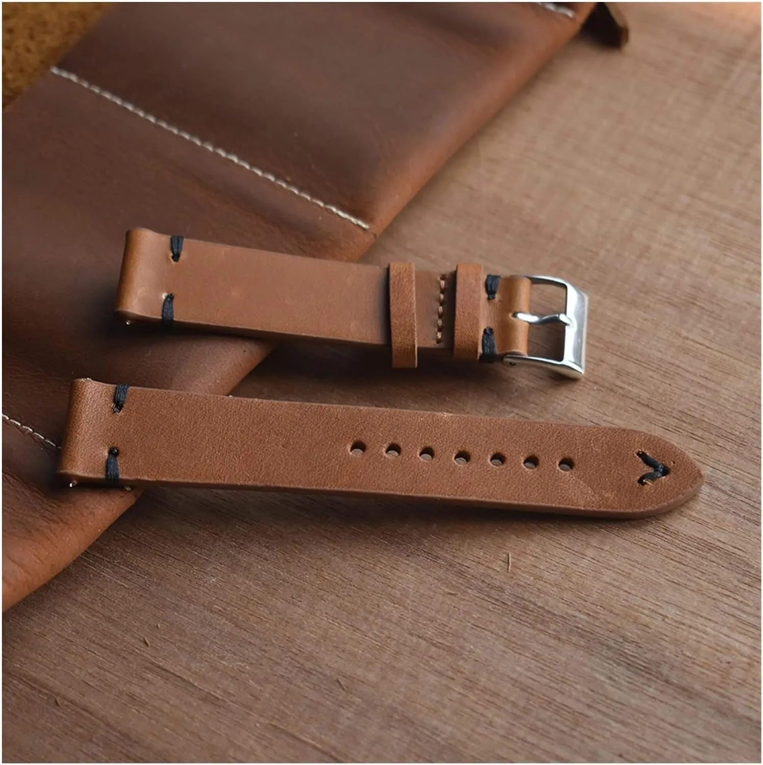 Vintage Leather Watchband Watch Strap Men Watch Accessories Watch Band with Stainless Steel Buckle