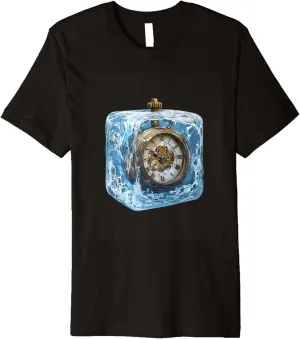 Vintage Pocket Watch In Ice Fantasy Art Premium T-Shirt