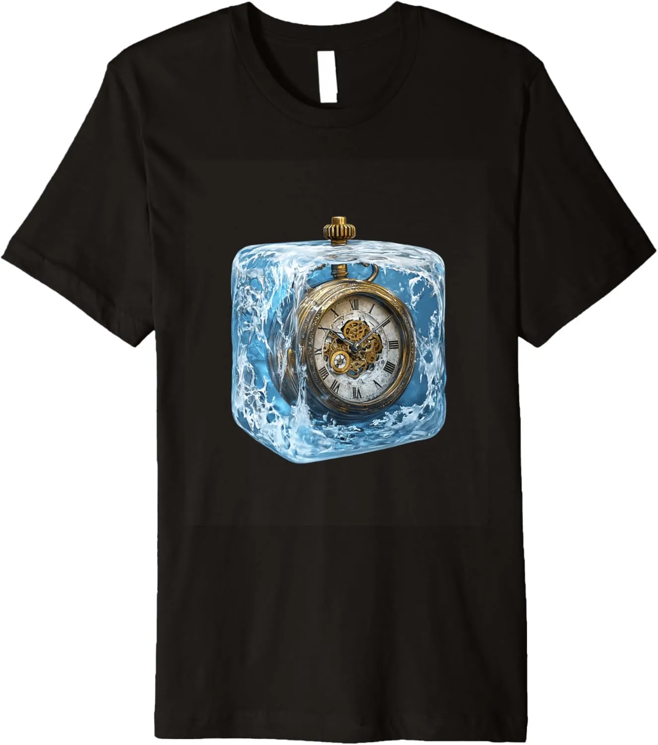 Vintage Pocket Watch In Ice Fantasy Art Premium T-Shirt