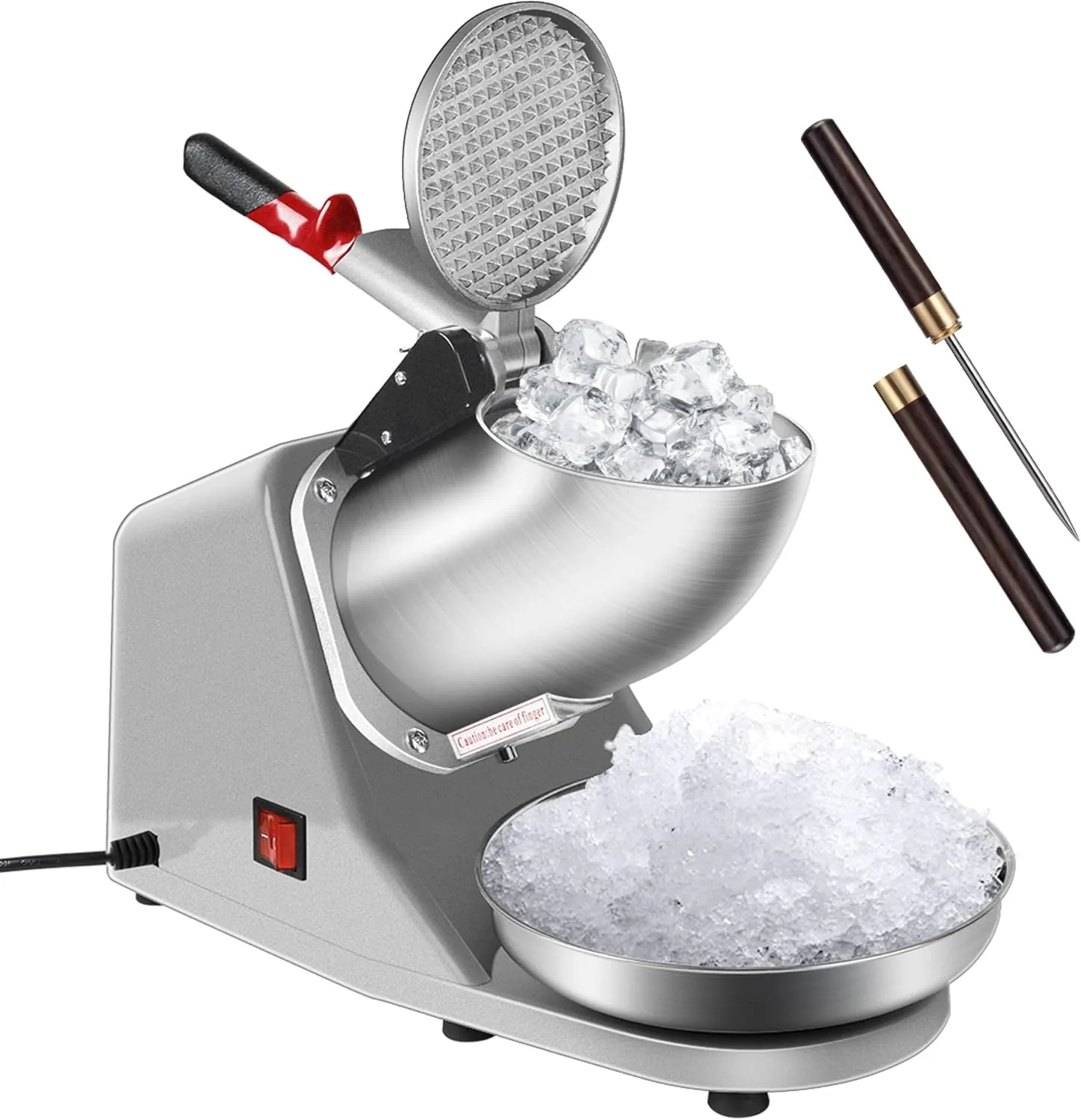 VIVOHOME Electric Ice Shaver Snow Cone Maker Machine Silver 143lbs/hr with Ice Pick for Home and Commercial Use
