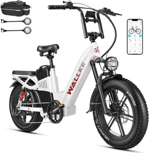 W Wallke AWD Dual Motor Electric Bike for Adults, UL2849 Certified, 48V 60Ah Battery Cell Brand Sam-Sung, 200 Miles, App Control 35MPH Fast Ebike,20" Fat Tire Mountain Offroad All Terrain E-Bike
