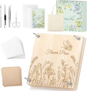 Wakhow Flower Press Kit, 11.02" x 11.02" Large Wooden Flower Pressing for Adults & Teens, Bouquet Preservation Craft Kit, DIY Flowers Drying Art, Ideal Gift for Arts and Crafts Lovers
