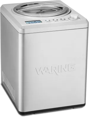 Waring Commercial WCIC25 2.5 Quart Capacity Ice Cream Maker with Built in Compressor, 180W, 120V, 5-15 Phase Plug
