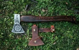 WARIVO Knives Custom Handmade Carbon Steel Viking Axe Bearded Camping Axe for Birthday Gifts