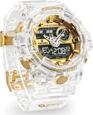 Watch for Men Watch Men Digital Sports Watch Large Digital Analog Dual Display Waterproof Watches with 3 Alarms Countdown Stopwatch Date Dual-Time LED Light Multifunctional Military Wrist Watches