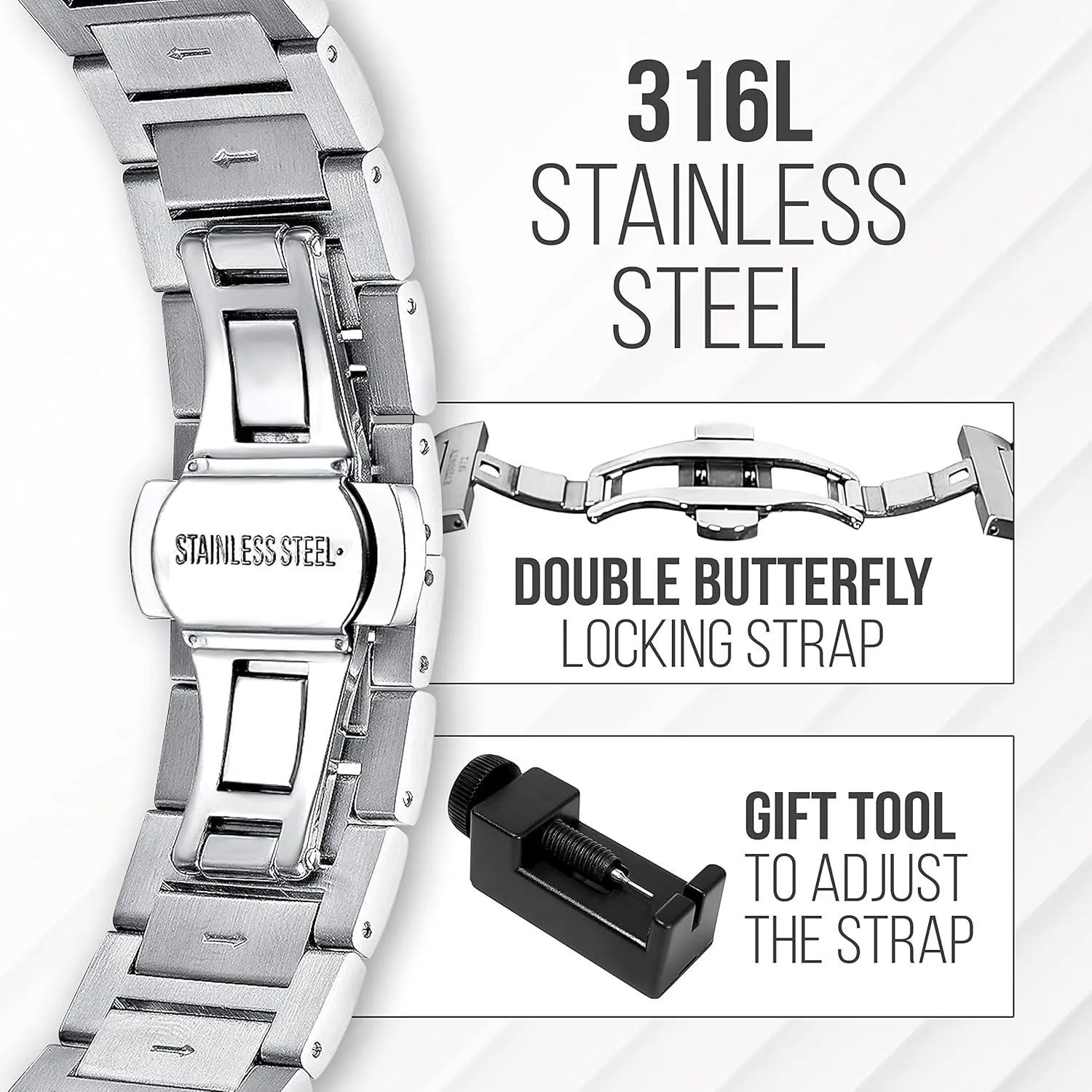 watch, Personalized custom back cover engraving. Stainless, luminous, Quartz battery operated. (Gold/green dial)