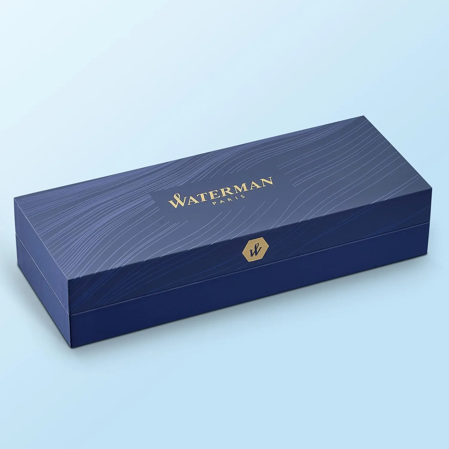 Waterman Hémisphère Fountain Pen, Stainless Steel with Chrome Trim, Medium Nib with Blue Ink Cartridge, Gift Box