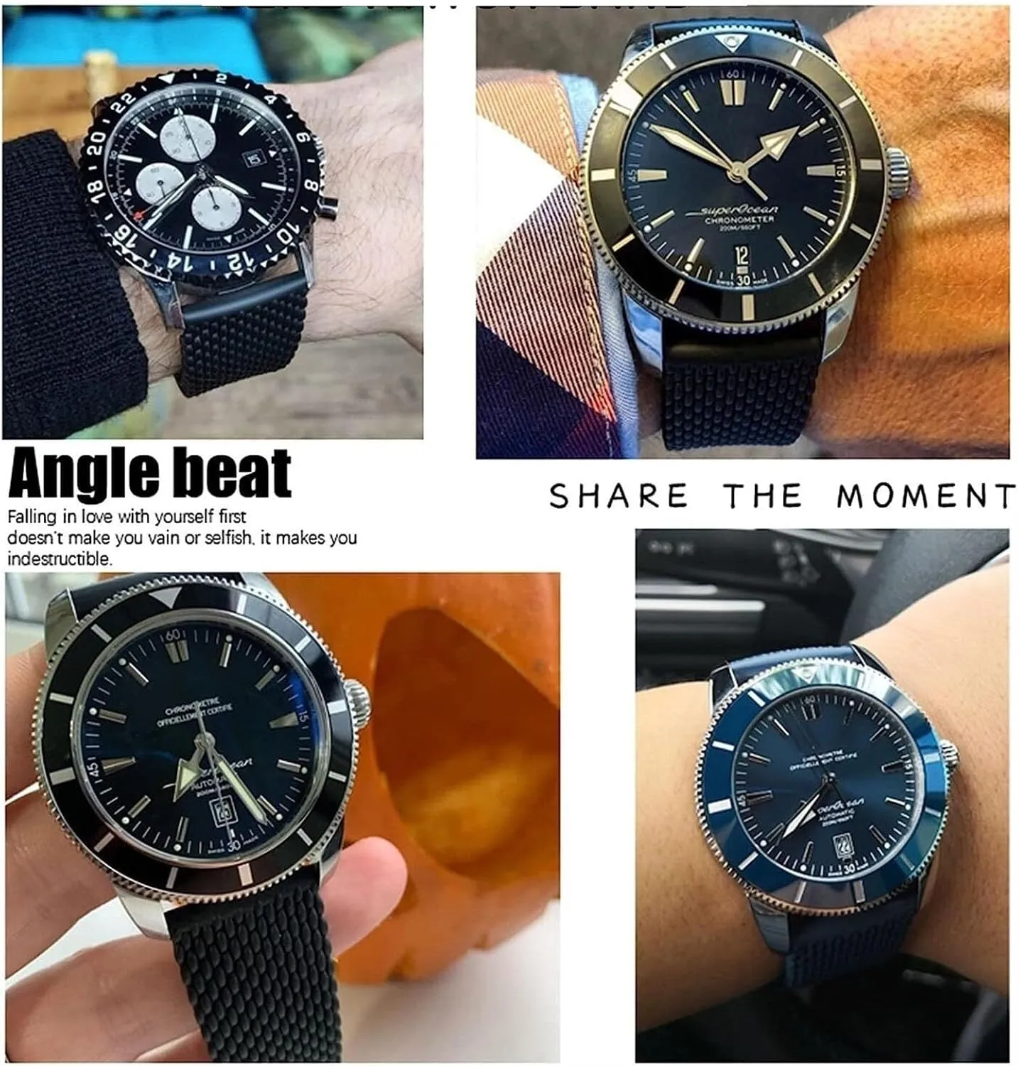 Waterproof Rubber Watchband For Breitling Superocean Heritage Avenger Challenger Woven Silicone Watch Strap 22mm 24mm