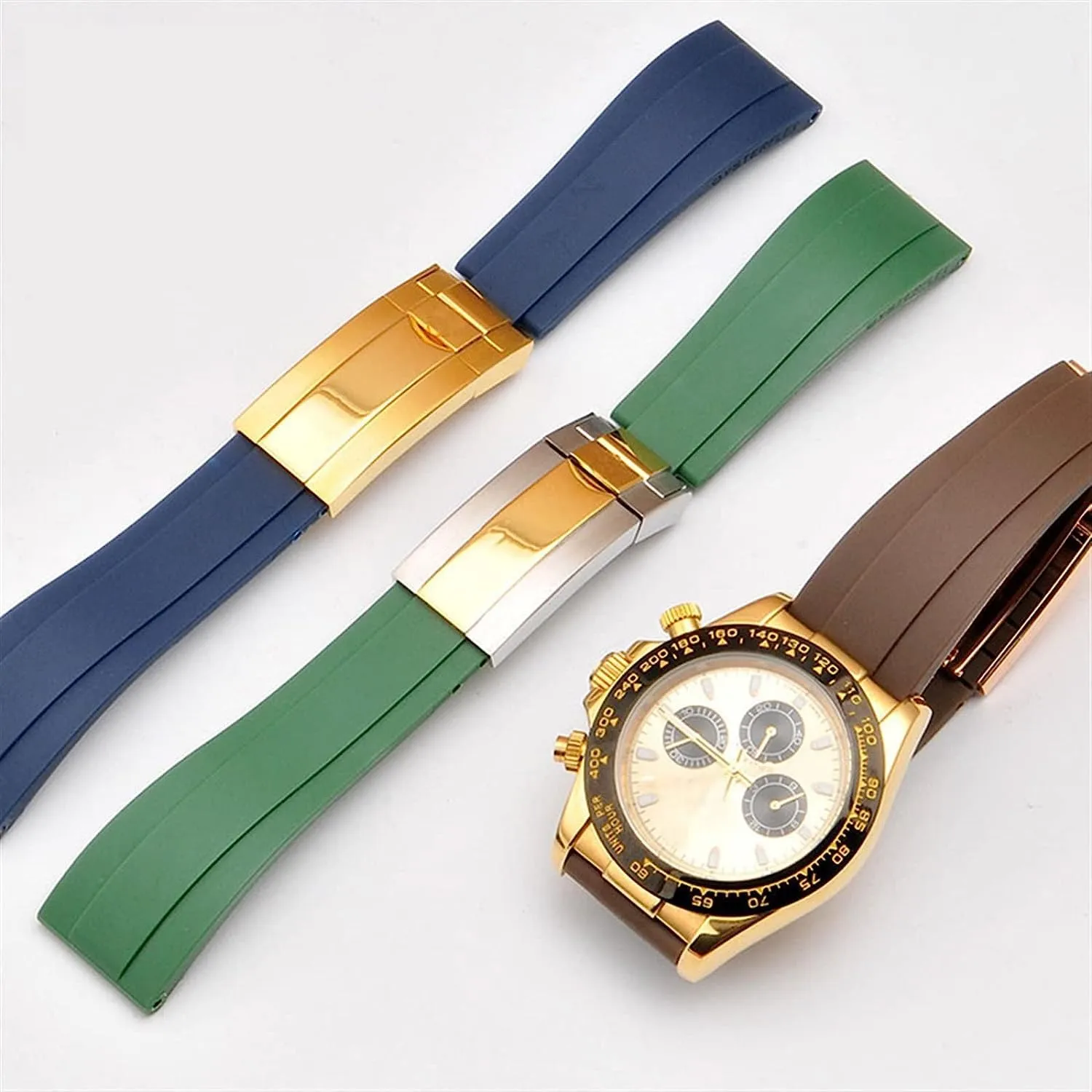 Waterproof Rubber WatchBand For Rolex Submariner YachtMaster Daytona Watch Strap Replacement Bracelet Chain Accessories
