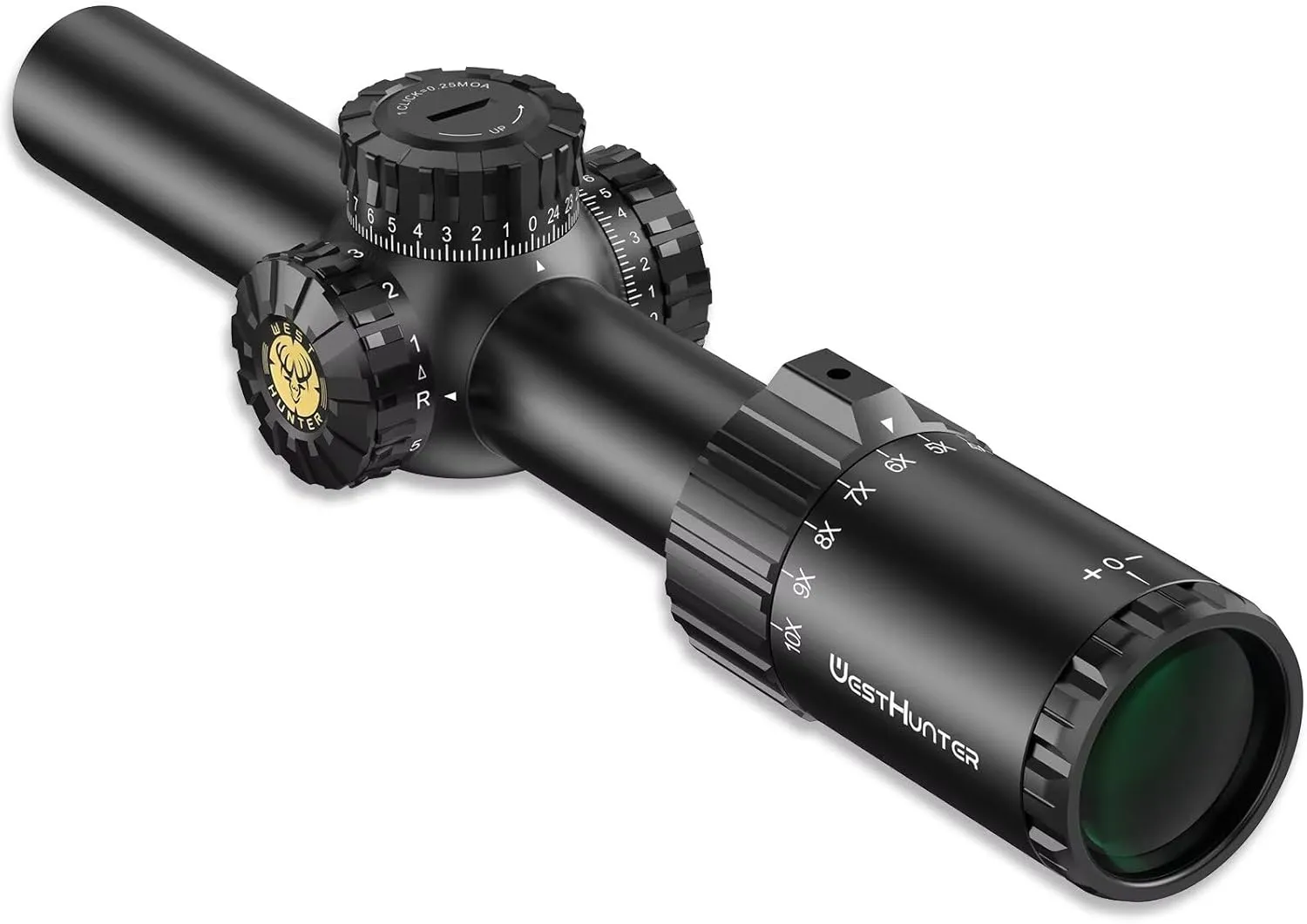 WestHunter Optics HD GEN2 1-10x24 IR LPVO Riflescope, 30 mm Tube Second Focal Plane Illuminated 1/4 MOA Presicion Compact Rifle Scope for Shooting Competition
