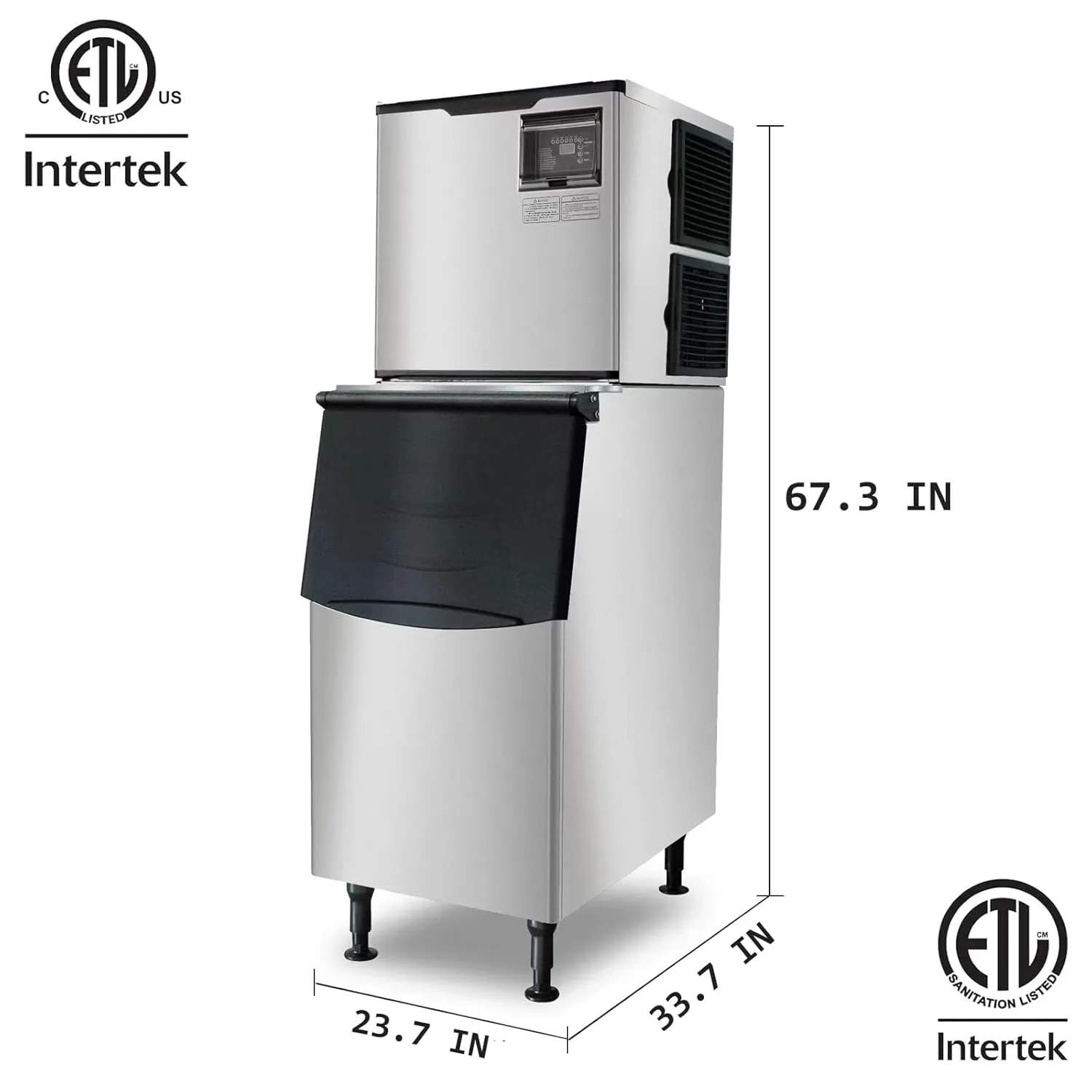 Westlake Commercial Ice Maker Machine Stainless Steel Full Cube NSF Certificated 350 lbs/24H Ice with 230lbs Storage Ice Maker Machine Capacity-Ideal for Hotels, Bars, Restaurants