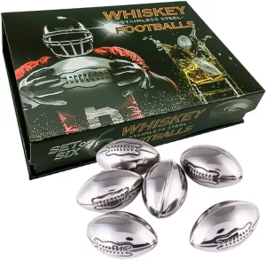 Whisky Stones Stainless Steel Footballs, Gifts from Daughter, Wife, Son. Reusable Chilling Rocks Ice Cubes Beer Chillers Cool Birthday Gift for Him Man Father's Day, Dad Husband Sports Fan