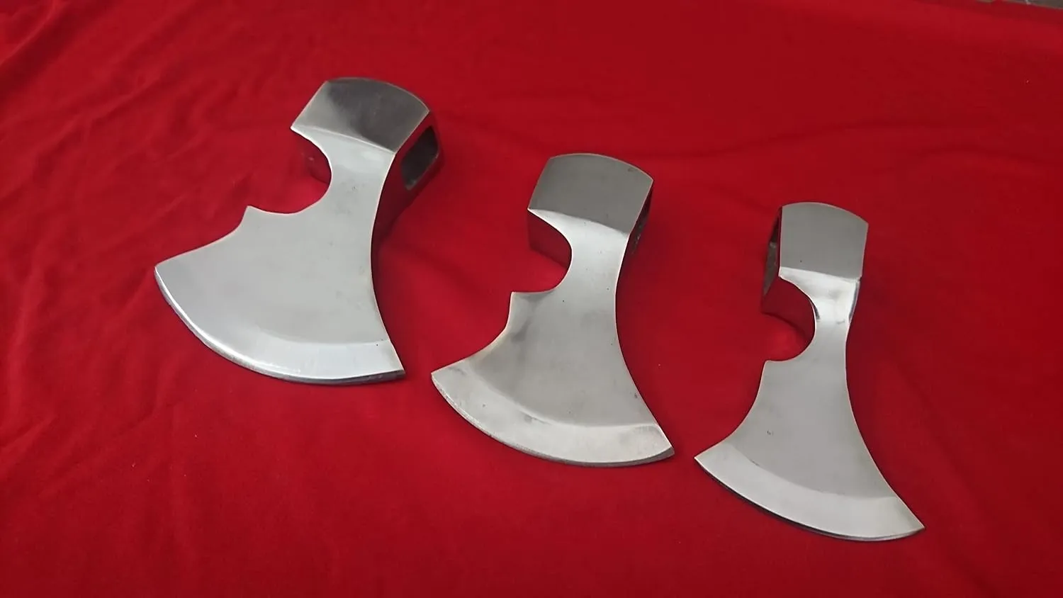 White Medieval HUNTSMANS (Sets of 3 Pcs) Custom Hand Made HIGH Carbon Steel Tomahawk Viking Axe Head with Leather Sheath