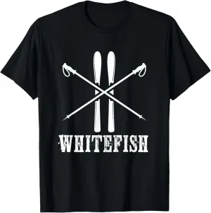 Whitefish Mountain Ski Skier Skiing Nordic Alpine Rustic T-Shirt