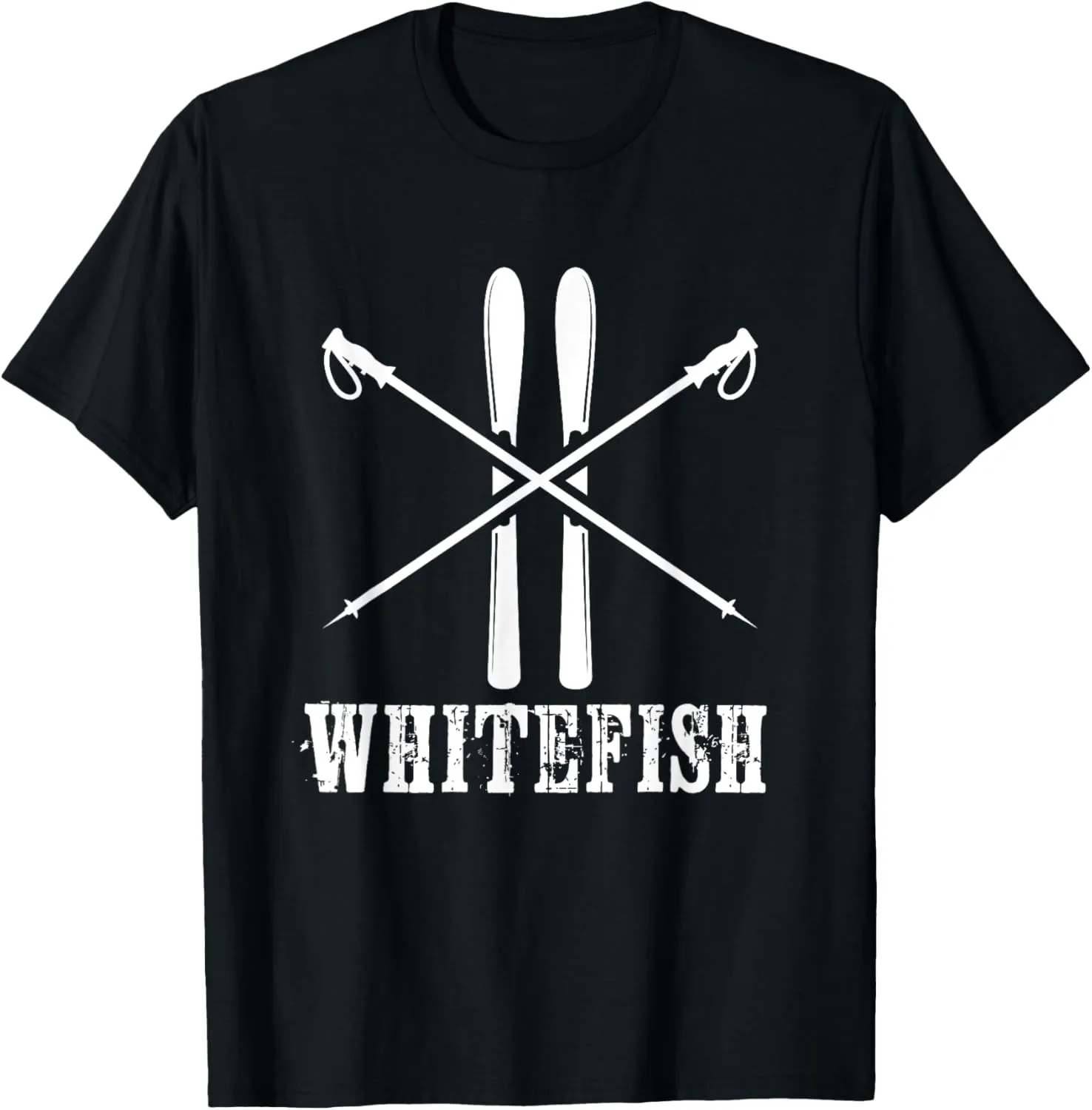 Whitefish Mountain Ski Skier Skiing Nordic Alpine Rustic T-Shirt