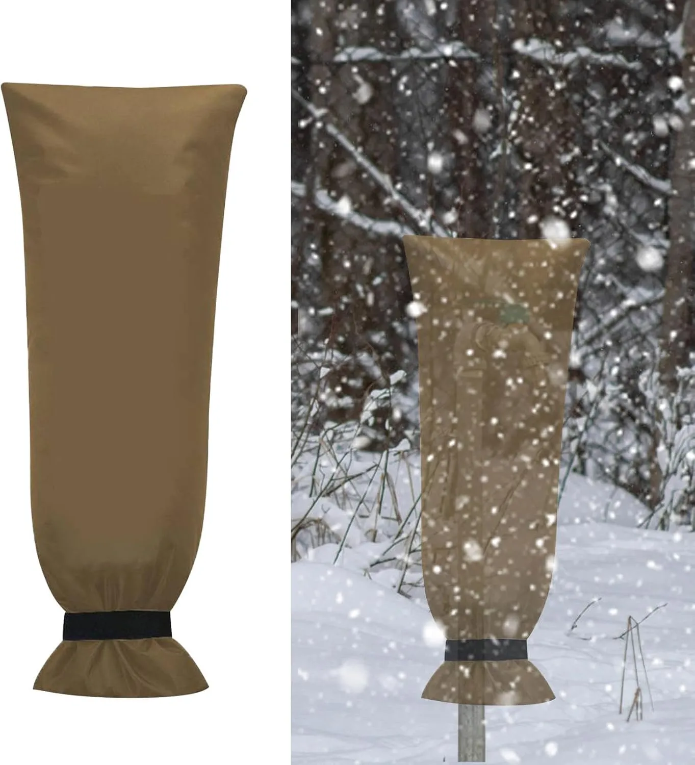 Winter Garden Faucet Bag Cover Anti Freeze Cover Sturdy Lightweight Complete Coverage Versatile Thermal Insulation Layer, Khaki, 63x33 cm