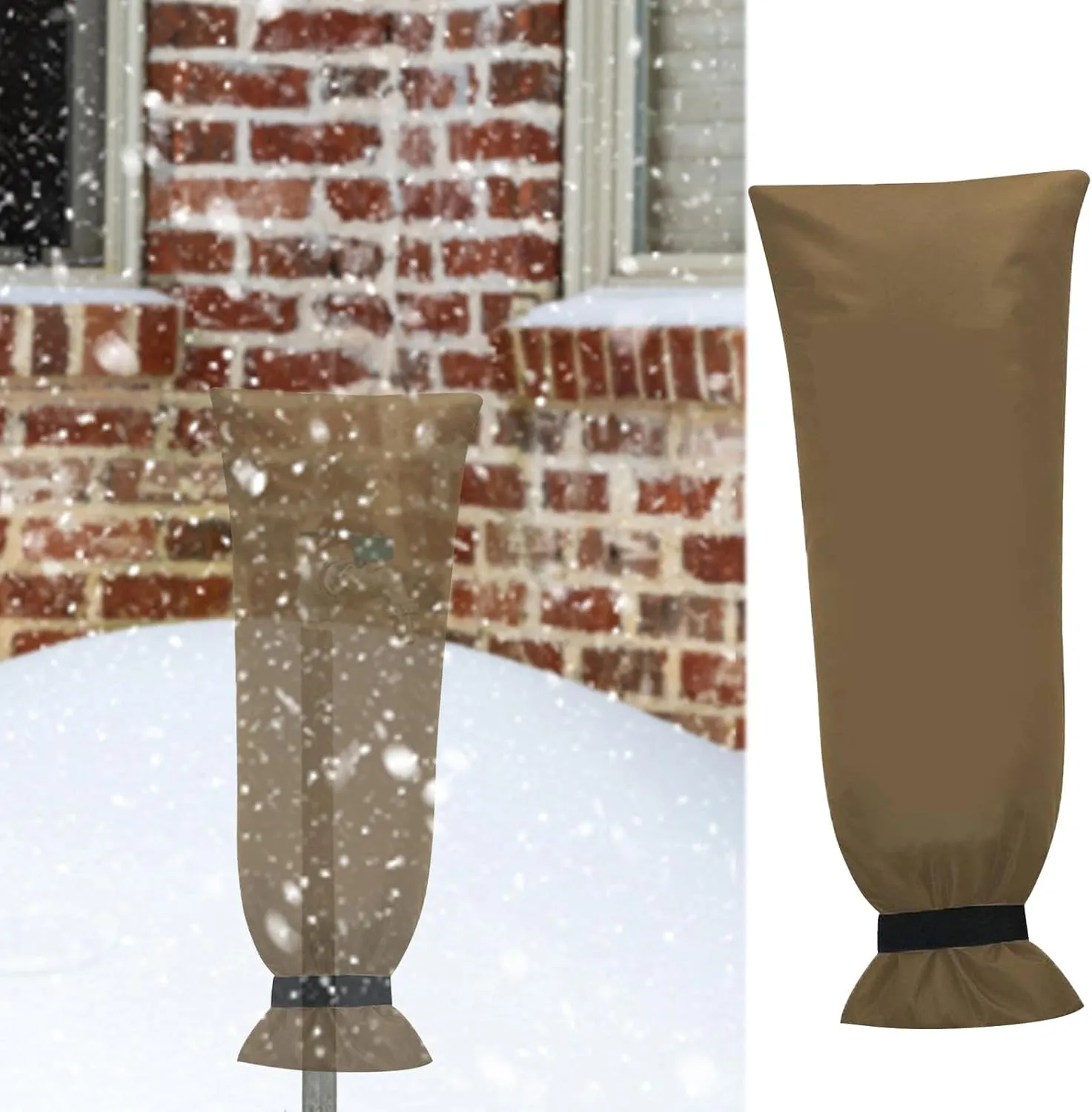 Winter Garden Faucet Bag Cover Anti Freeze Cover Sturdy Lightweight Complete Coverage Versatile Thermal Insulation Layer, Khaki, 63x33 cm