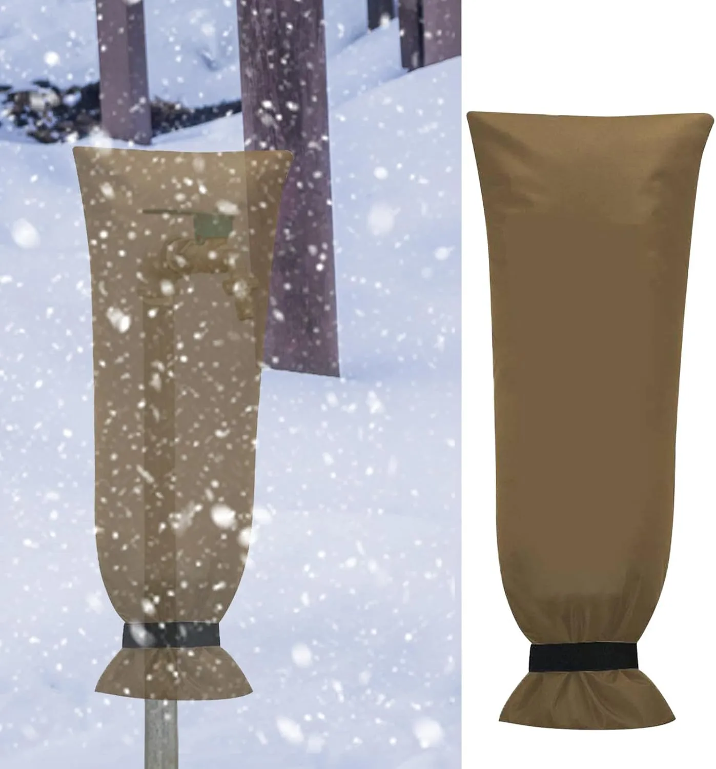 Winter Garden Faucet Bag Cover Anti Freeze Cover Sturdy Lightweight Complete Coverage Versatile Thermal Insulation Layer, Khaki, 63x33 cm