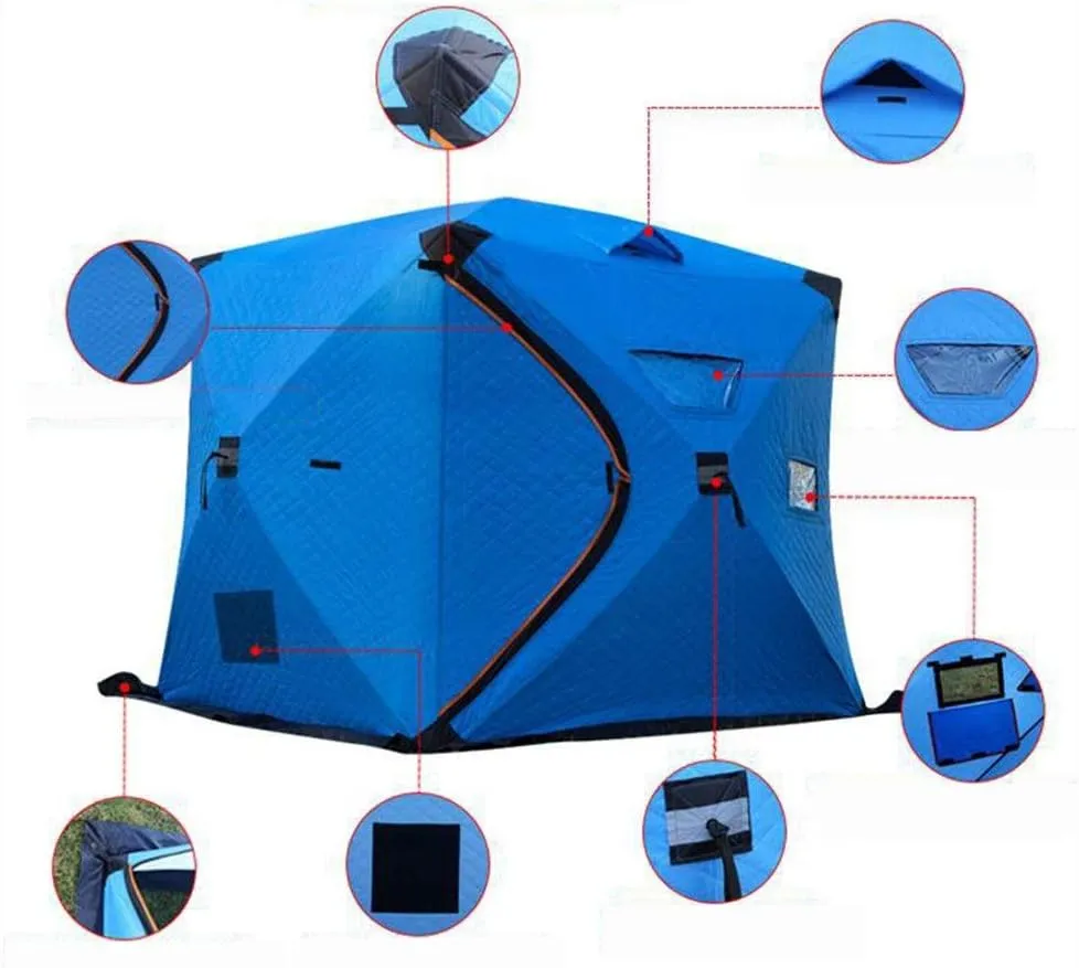 Winter Tent Winter Fishing House Outdoor Pop Ice Fishing Shelter in Winter 4 People Ice Fishing Tent Camping Tent Carry Bag for Family Short Weekends