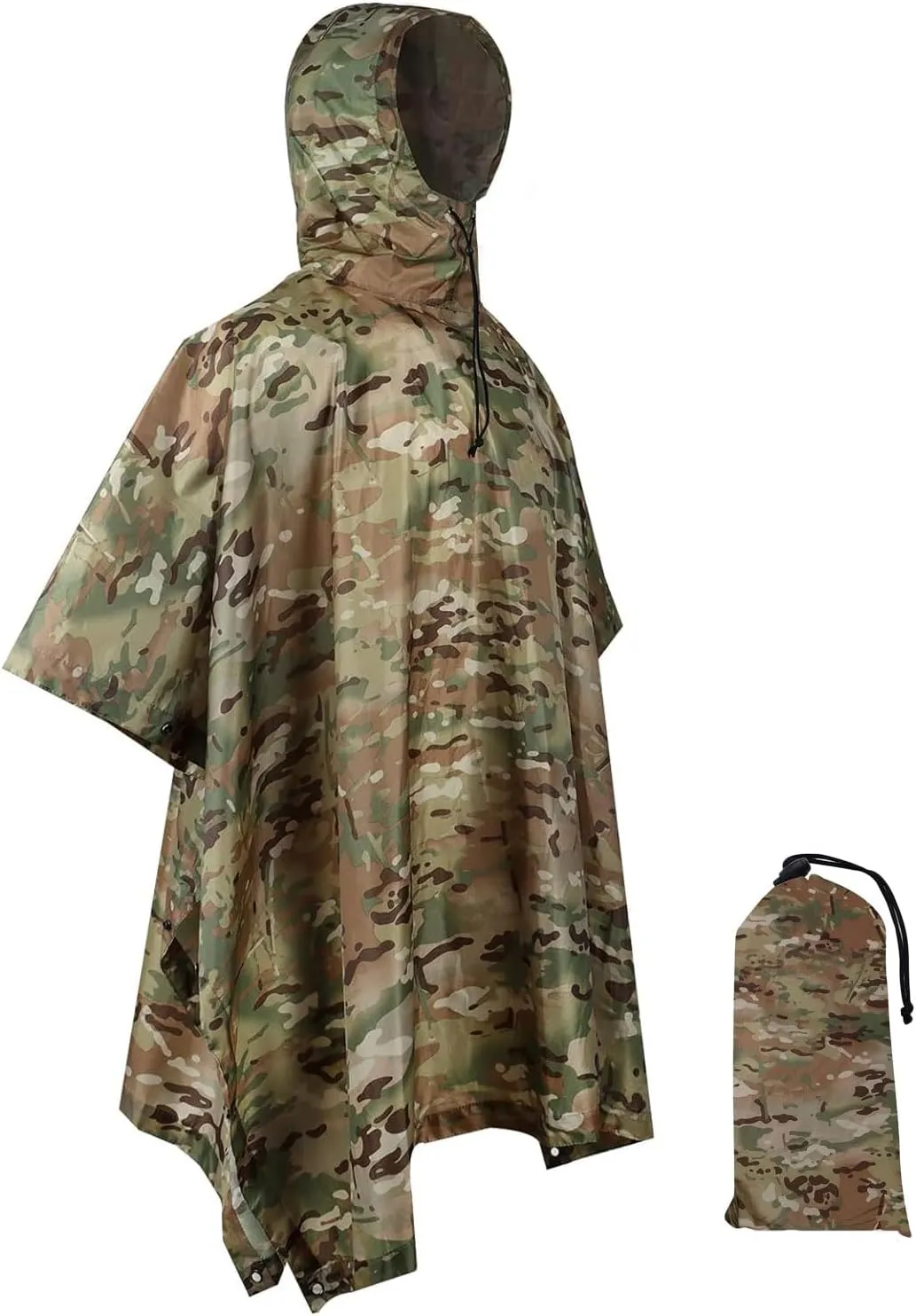 WINWAY Military Style Poncho Multi Use Rip-Stop Camouflage Raincoat