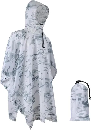 WINWAY Military Style Poncho Multi Use Rip-Stop Camouflage Raincoat