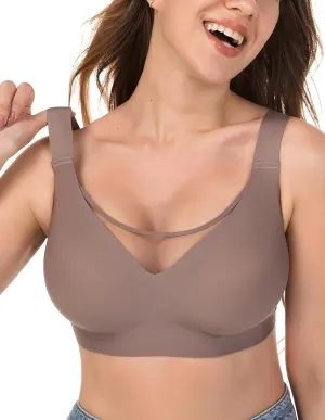 Wireless Bras for Women (34C-42DD), Extremely Comfortable Seamless Bra Mesh Bralettes Adjustable Straps Everyday Bra