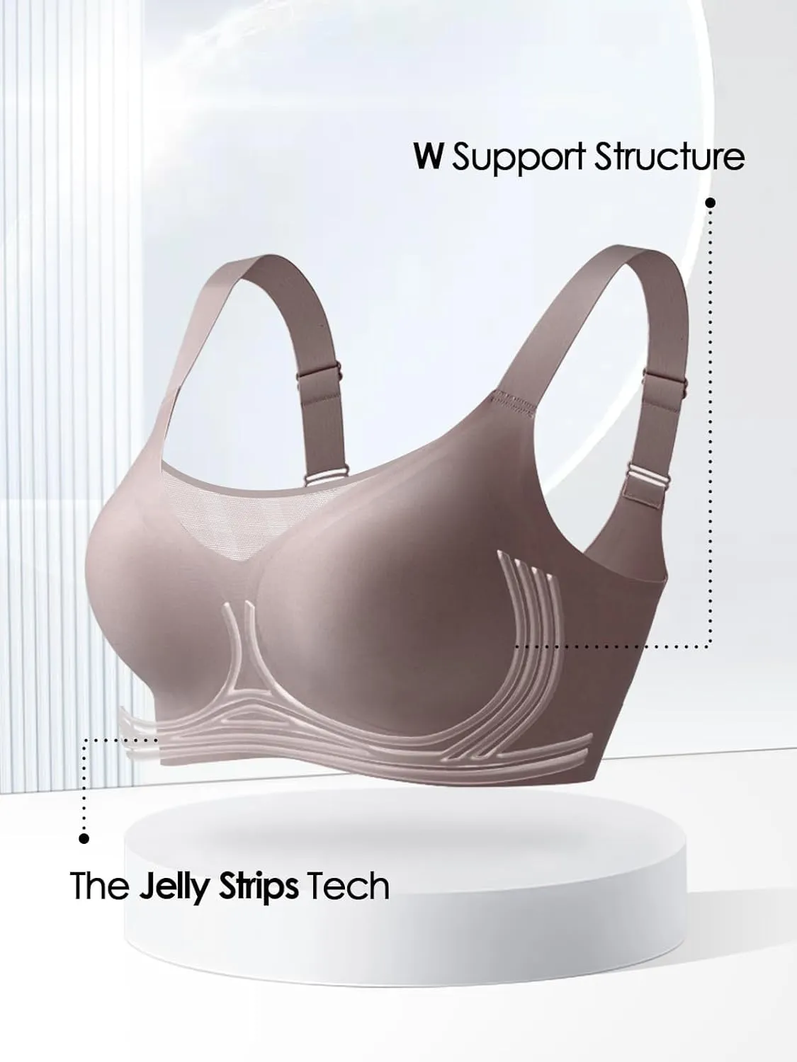 Wireless Bras for Women (34C-42DD), Extremely Comfortable Seamless Bra Mesh Bralettes Adjustable Straps Everyday Bra