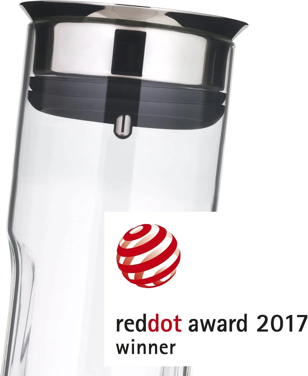 WMF Motion Water Carafe 1.25聽Litres Height 29聽cm Glass Carafe Closeup Silicone Lid Lock Handle Dishwasher Safe, 9.8聽cm, Silver